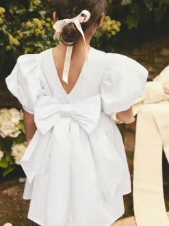 Next Flower Girl Taffeta Bow Dress (3mths-8yrs) White Clearance