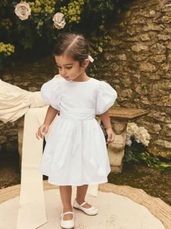 Next Flower Girl Taffeta Bow Dress (3mths-8yrs) White Clearance