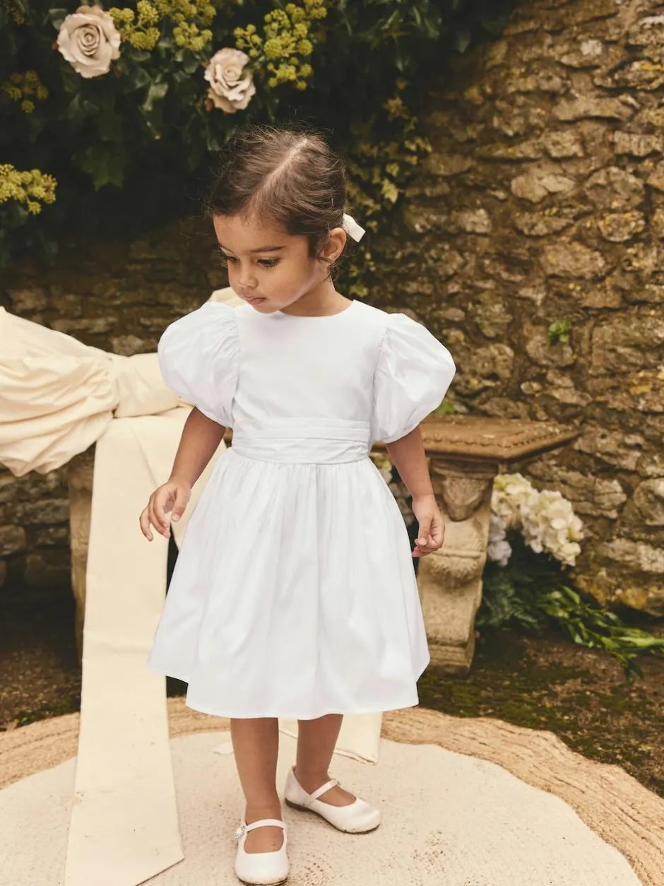 Next Flower Girl Taffeta Bow Dress (3mths-8yrs) White Clearance