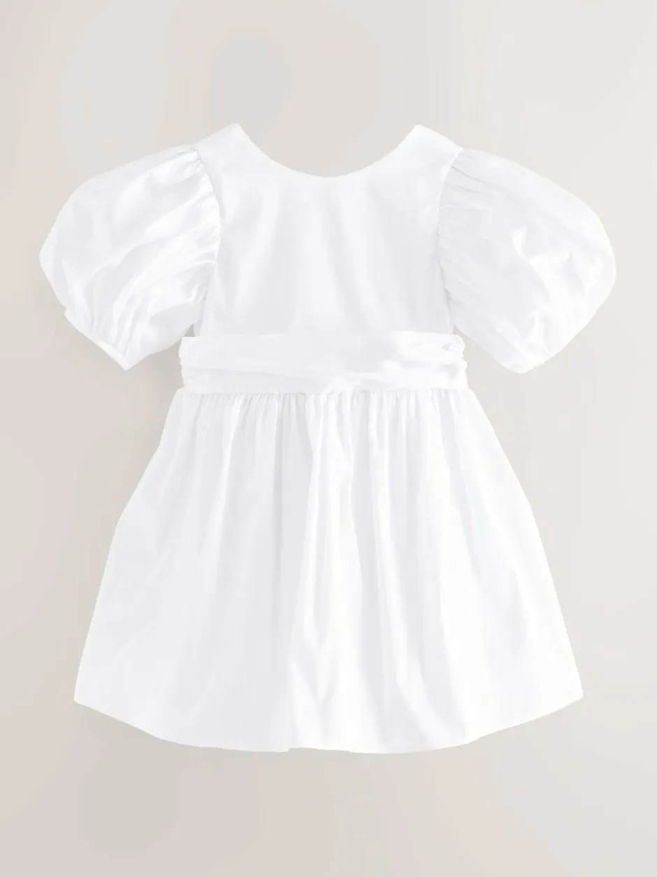 Next Flower Girl Taffeta Bow Dress (3mths-8yrs) White Clearance