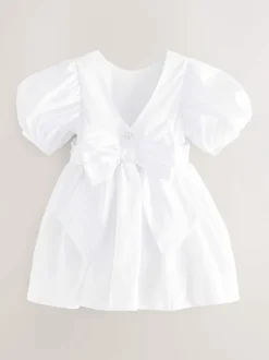 Next Flower Girl Taffeta Bow Dress (3mths-8yrs) White Clearance