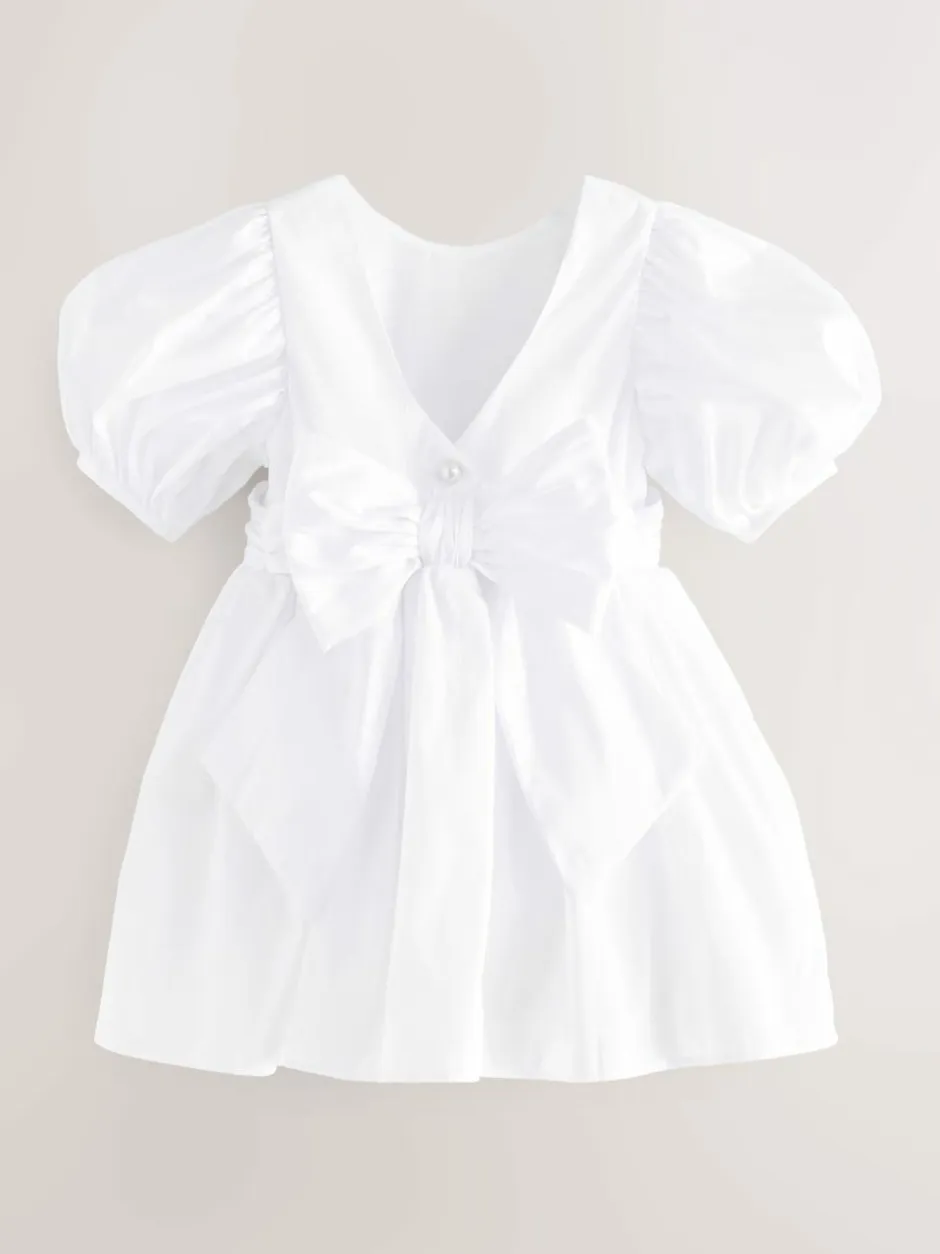 Next Flower Girl Taffeta Bow Dress (3mths-8yrs) White Clearance