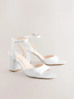 Next Forever Comfort® Wedding Round Toe Block Heel Bridal Sandals White