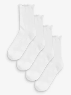 Next Frill Top Cushion Sole Ankle Socks 4 Pack White Sale