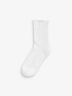 Next Frill Top Cushion Sole Ankle Socks 4 Pack White Sale