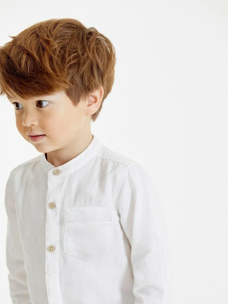 Next Grandad Collar Linen Mix Shirt (3mths-7yrs) White Sale