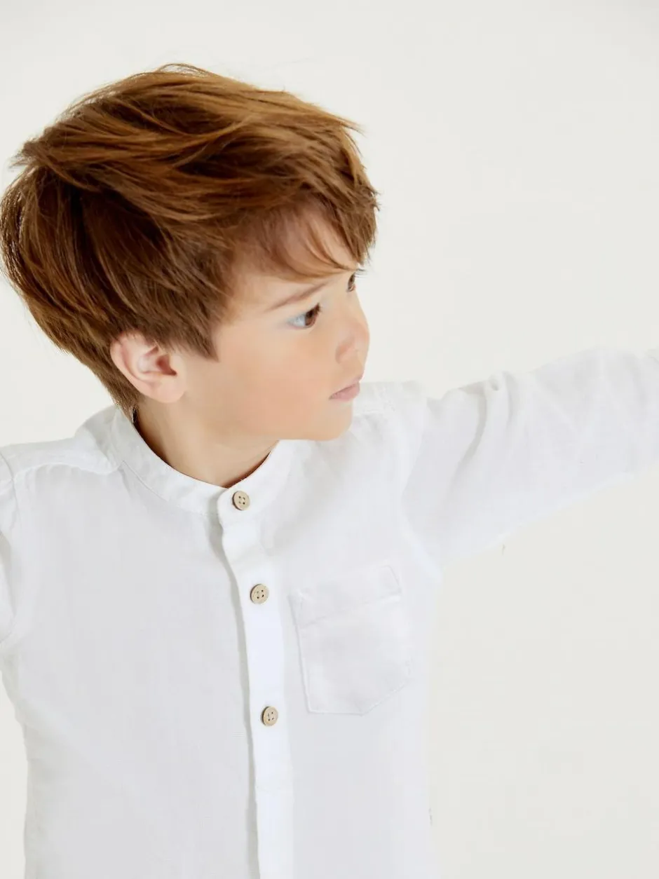 Next Grandad Collar Linen Mix Shirt (3mths-7yrs) White Sale
