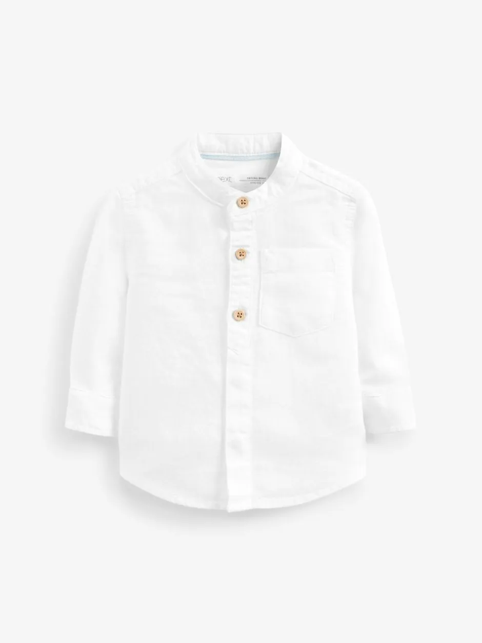 Next Grandad Collar Linen Mix Shirt (3mths-7yrs) White Sale