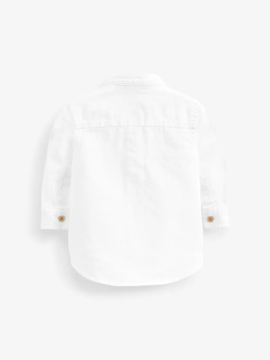 Next Grandad Collar Linen Mix Shirt (3mths-7yrs) White Sale