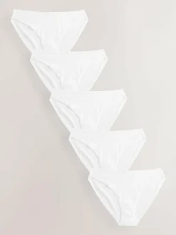 Next High Leg Cotton Rich Knickers 5 Pack White Online