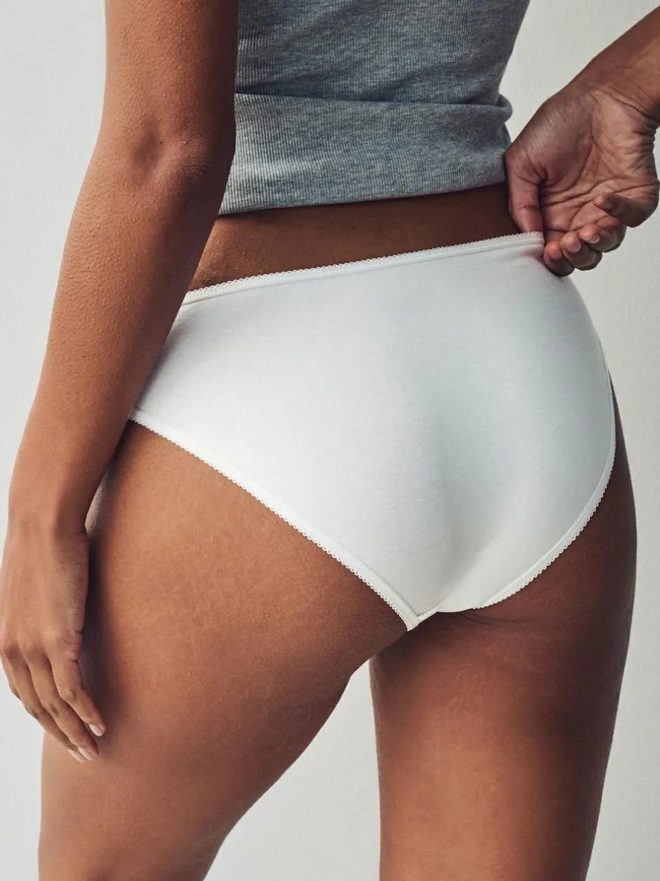 Next High Leg Cotton Rich Knickers 5 Pack White Online