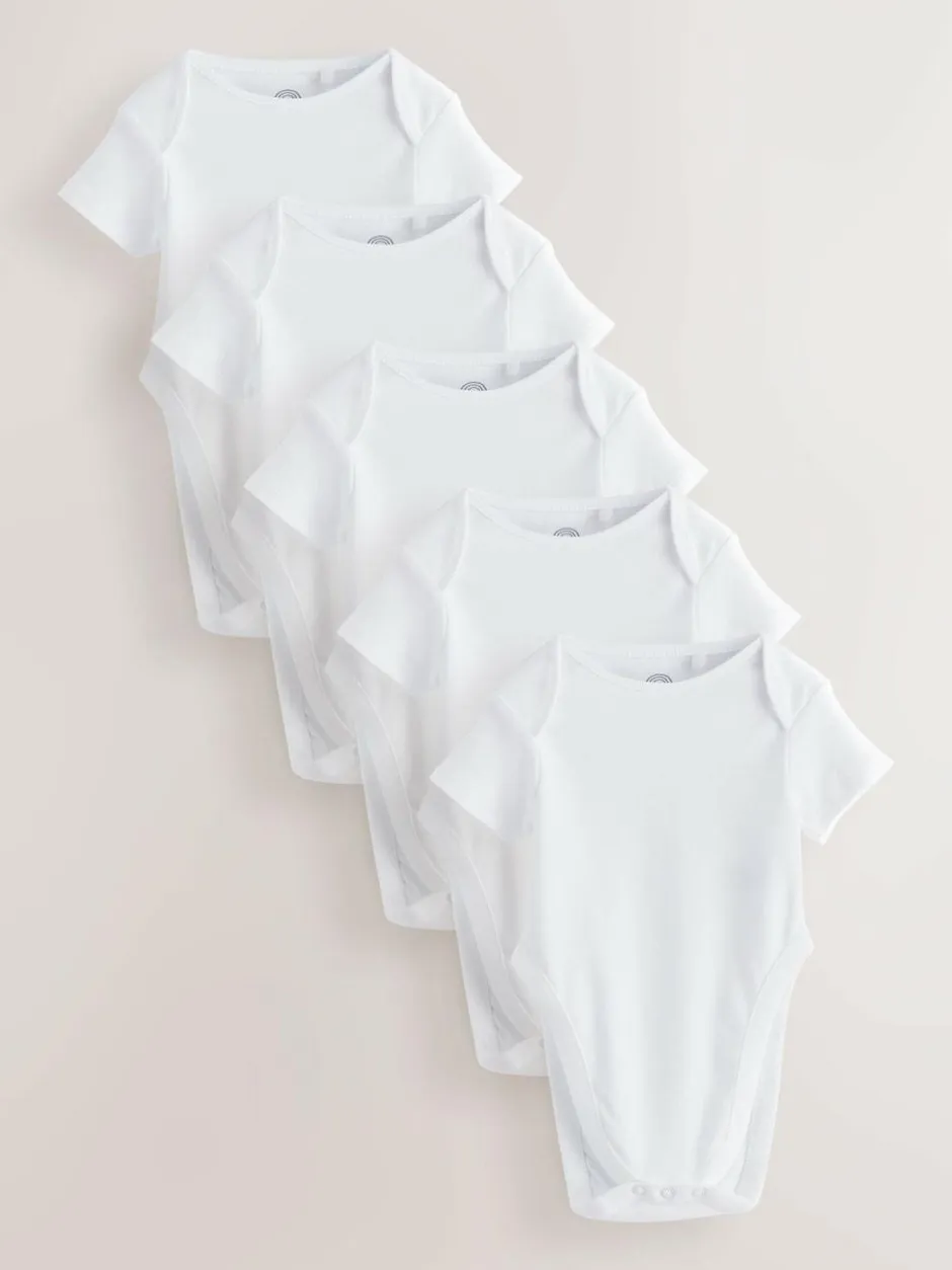 Next White Hip Dysplasia Short Sleeve Bodysuits 5 Pack