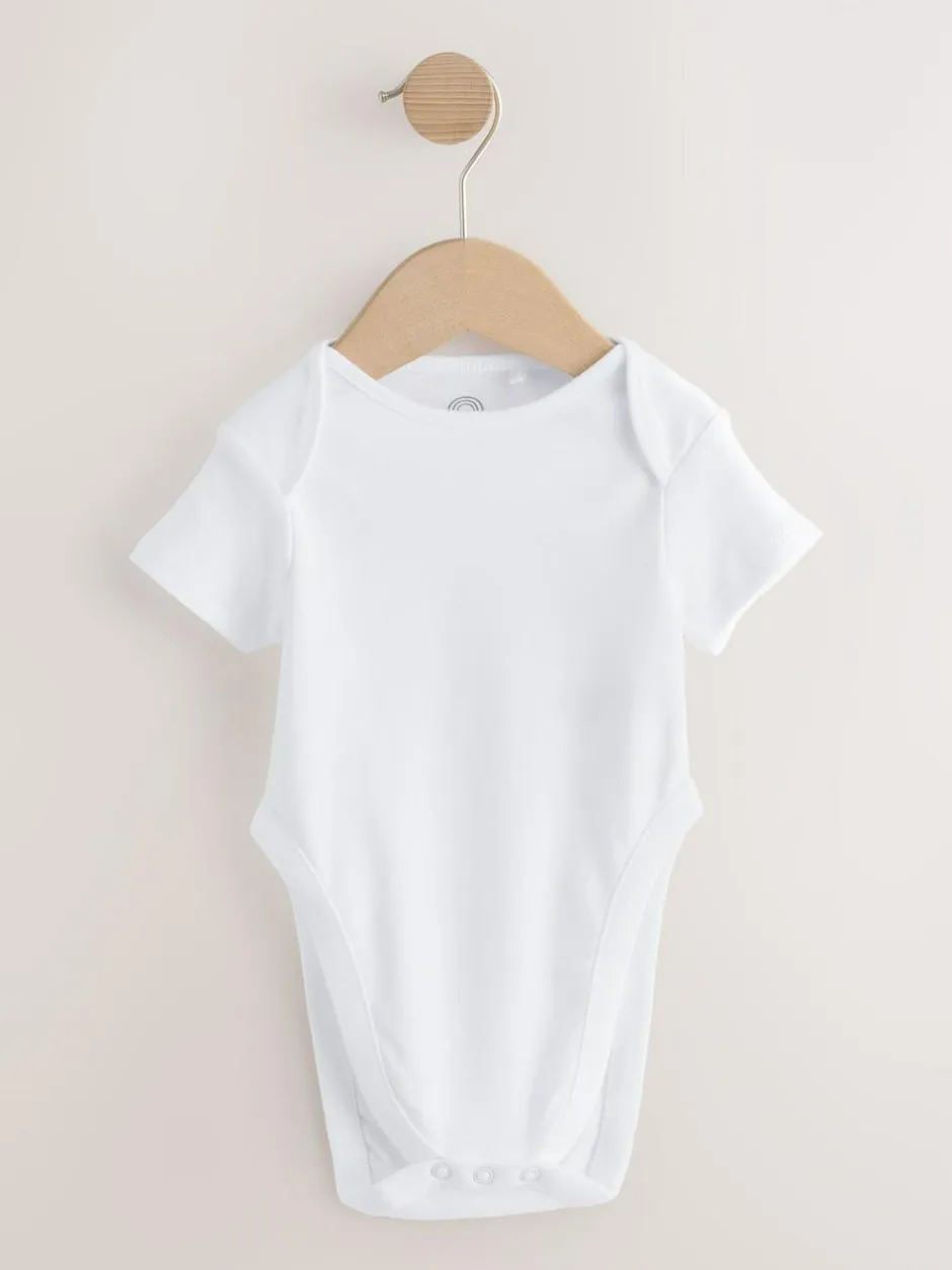 Next White Hip Dysplasia Short Sleeve Bodysuits 5 Pack