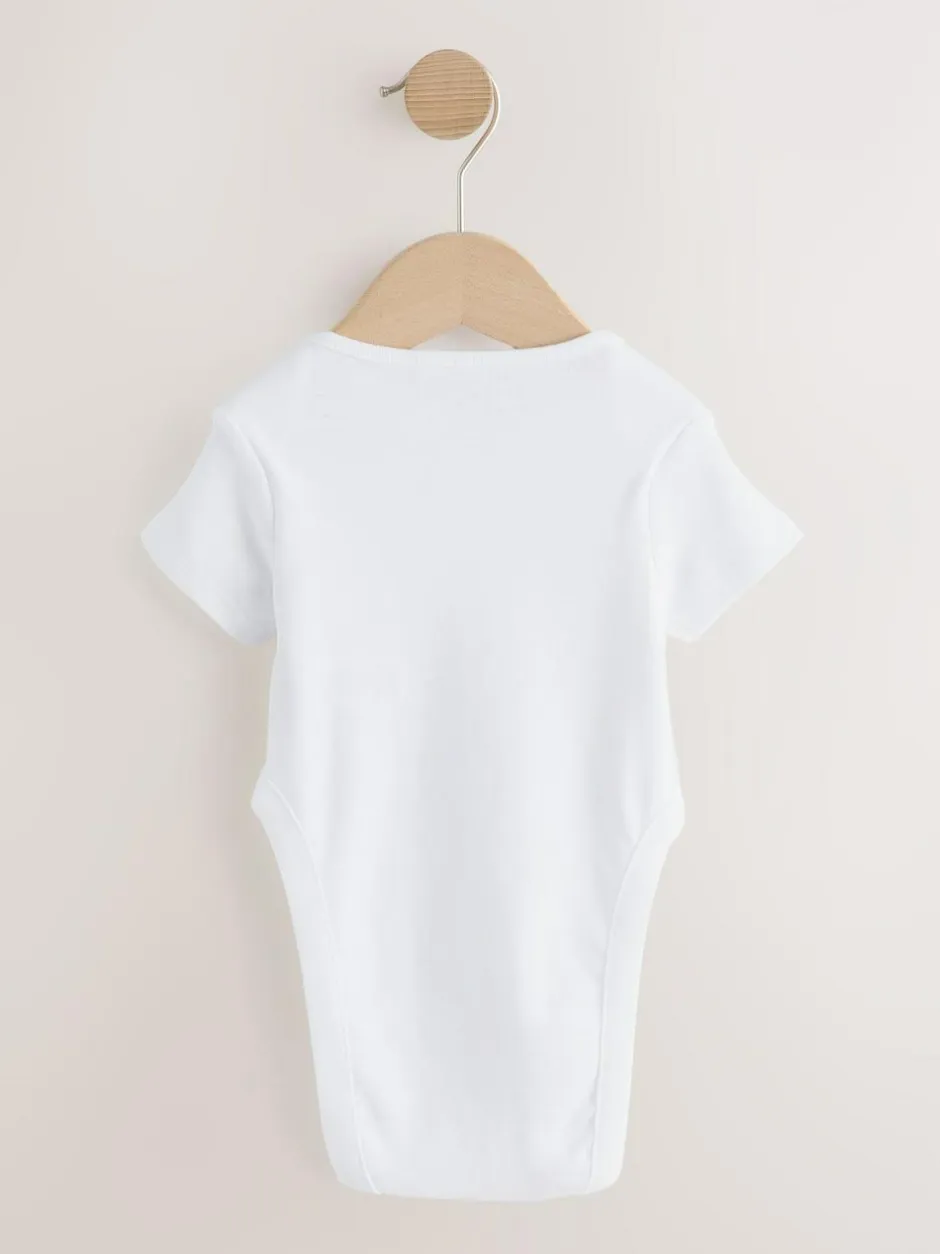 Next White Hip Dysplasia Short Sleeve Bodysuits 5 Pack