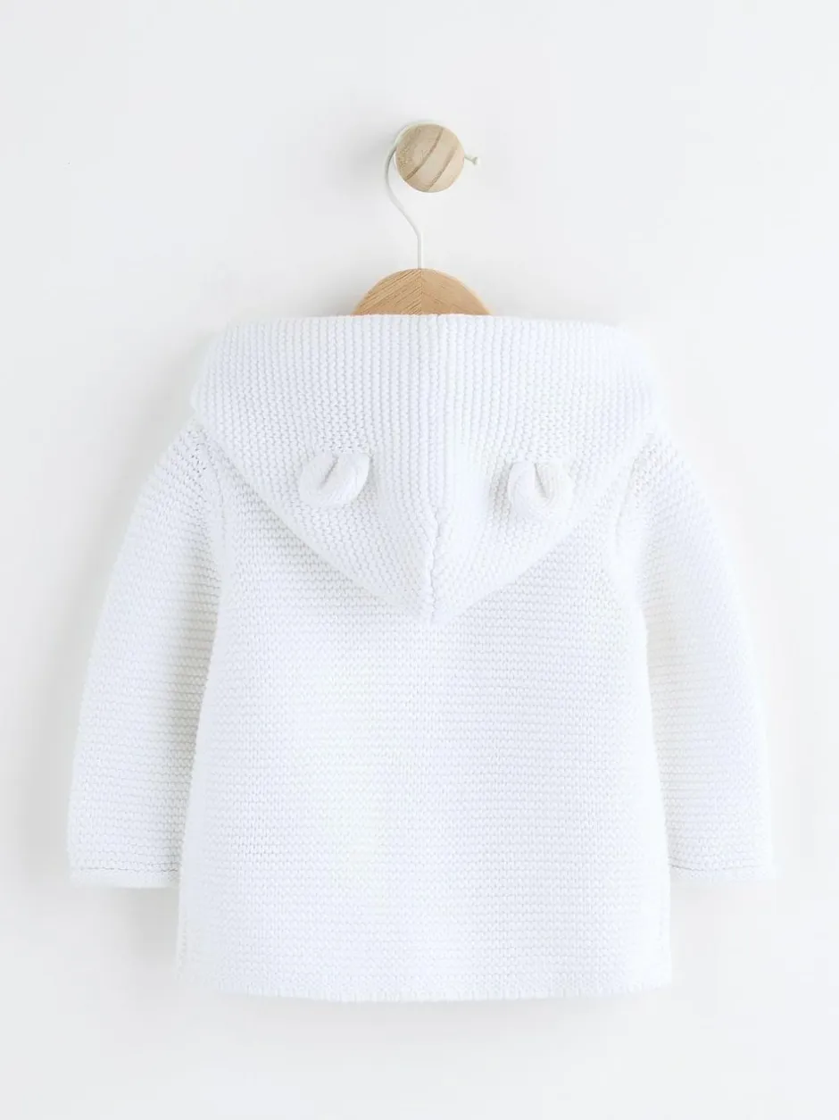 Next Knitted Hooded Baby Cardigan White