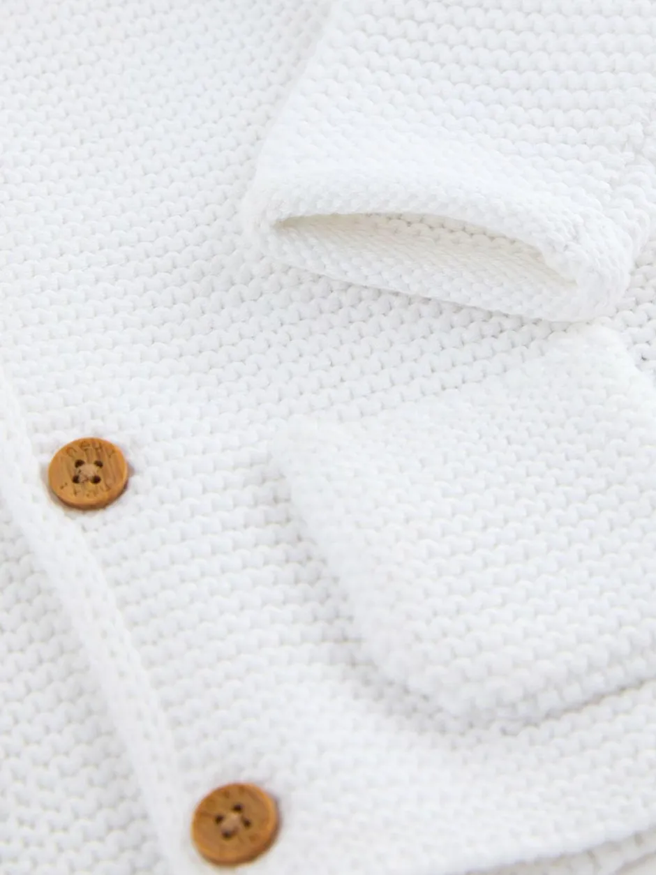 Next Knitted Hooded Baby Cardigan White