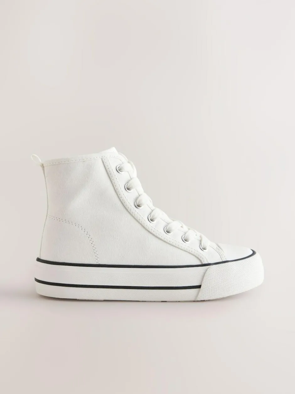 Next Lace-Up High Top Trainers White Hot