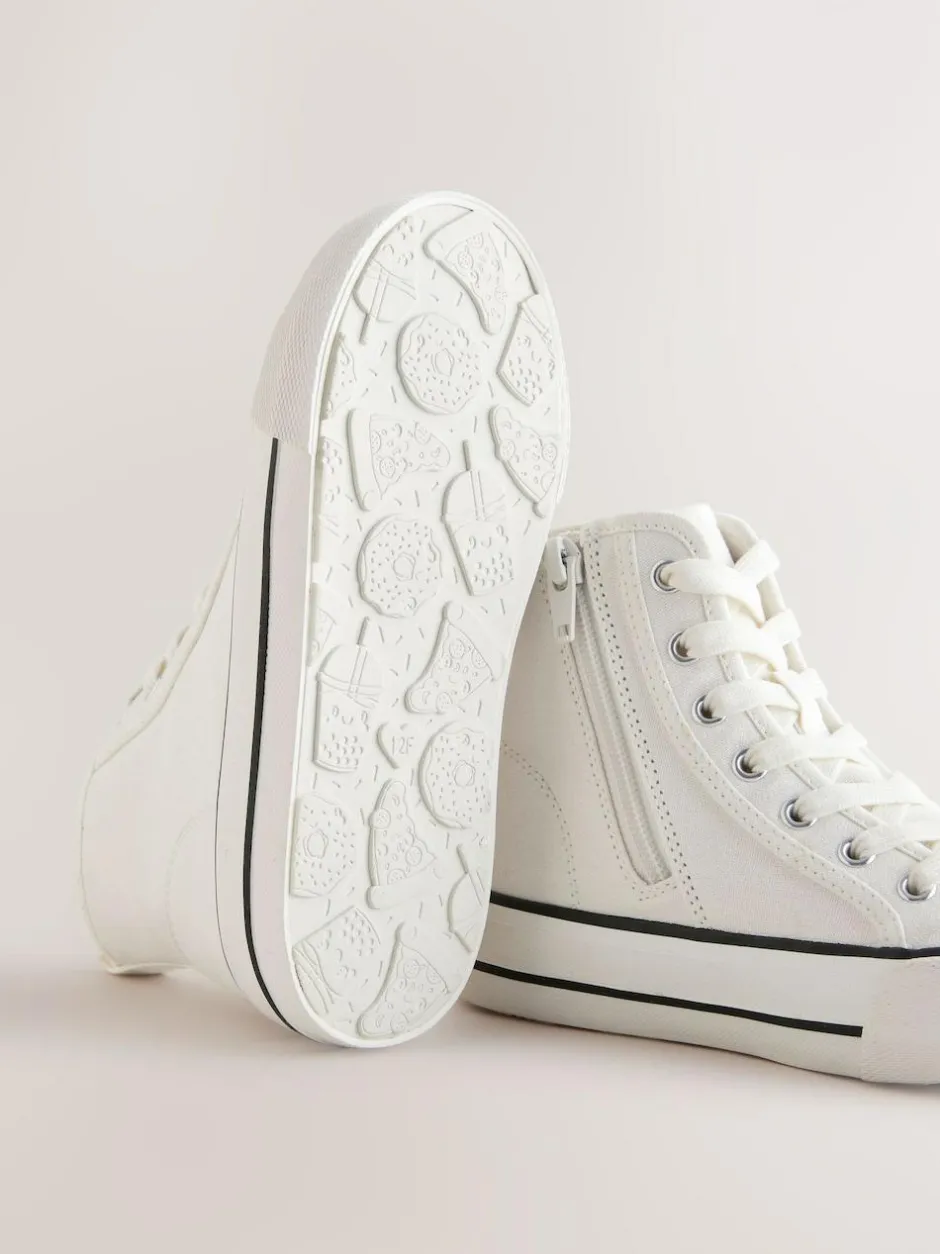 Next Lace-Up High Top Trainers White Hot