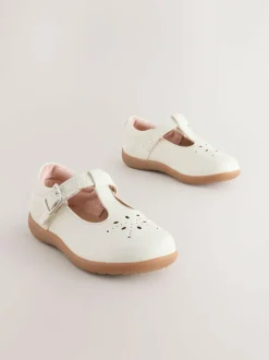 Next Standard Fit (F) First Walker T-Bar Touch Fastening Shoes White Leather Hot