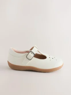 Next Standard Fit (F) First Walker T-Bar Touch Fastening Shoes White Leather Hot