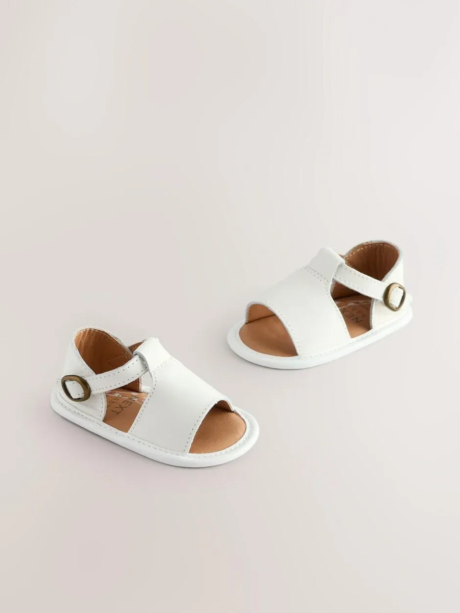 Next White Leather Touch Fastening Baby Sandals (0-24mths)