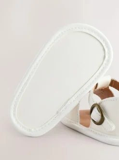 Next White Leather Touch Fastening Baby Sandals (0-24mths)