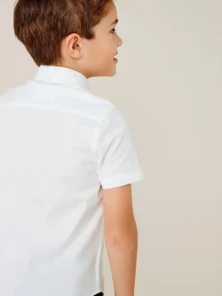Next White Logo Short Sleeve Cotton Rich Oxford Shirt (3-16yrs) Online