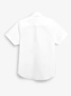 Next White Logo Short Sleeve Cotton Rich Oxford Shirt (3-16yrs) Online