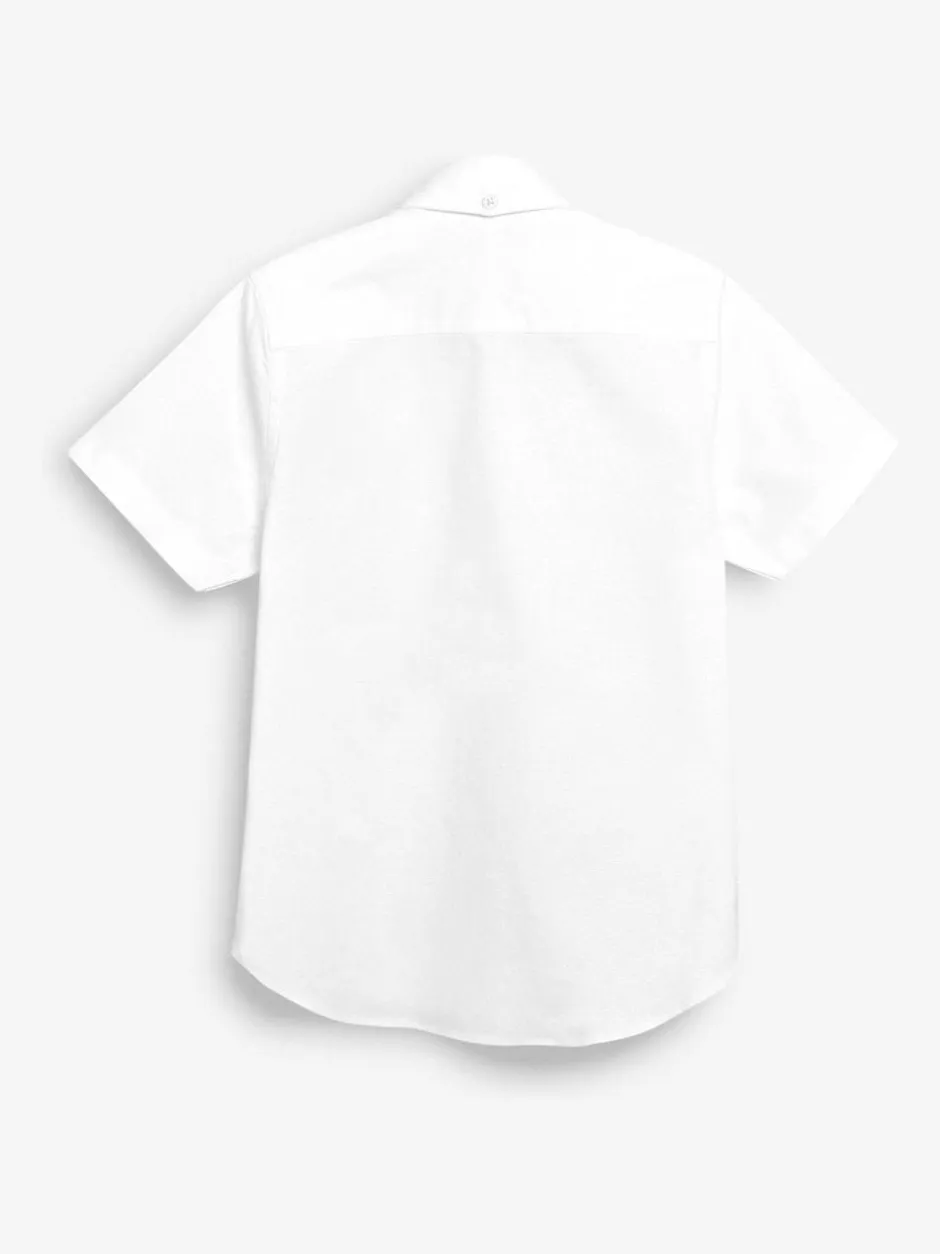 Next White Logo Short Sleeve Cotton Rich Oxford Shirt (3-16yrs) Online