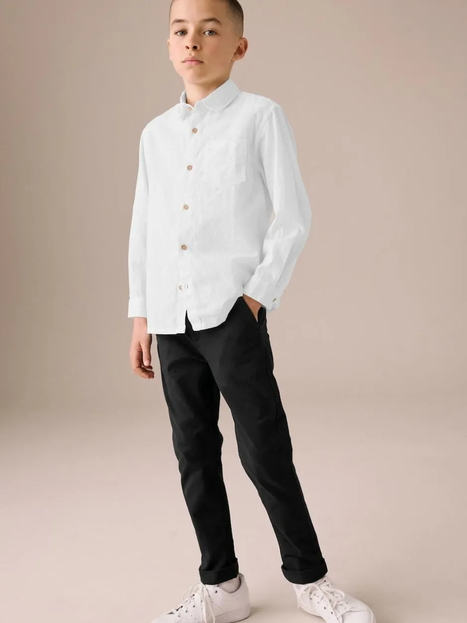 Next Long Sleeve 100% Linen Shirt (3-16yrs) White Hot