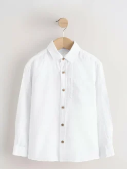 Next Long Sleeve 100% Linen Shirt (3-16yrs) White Hot