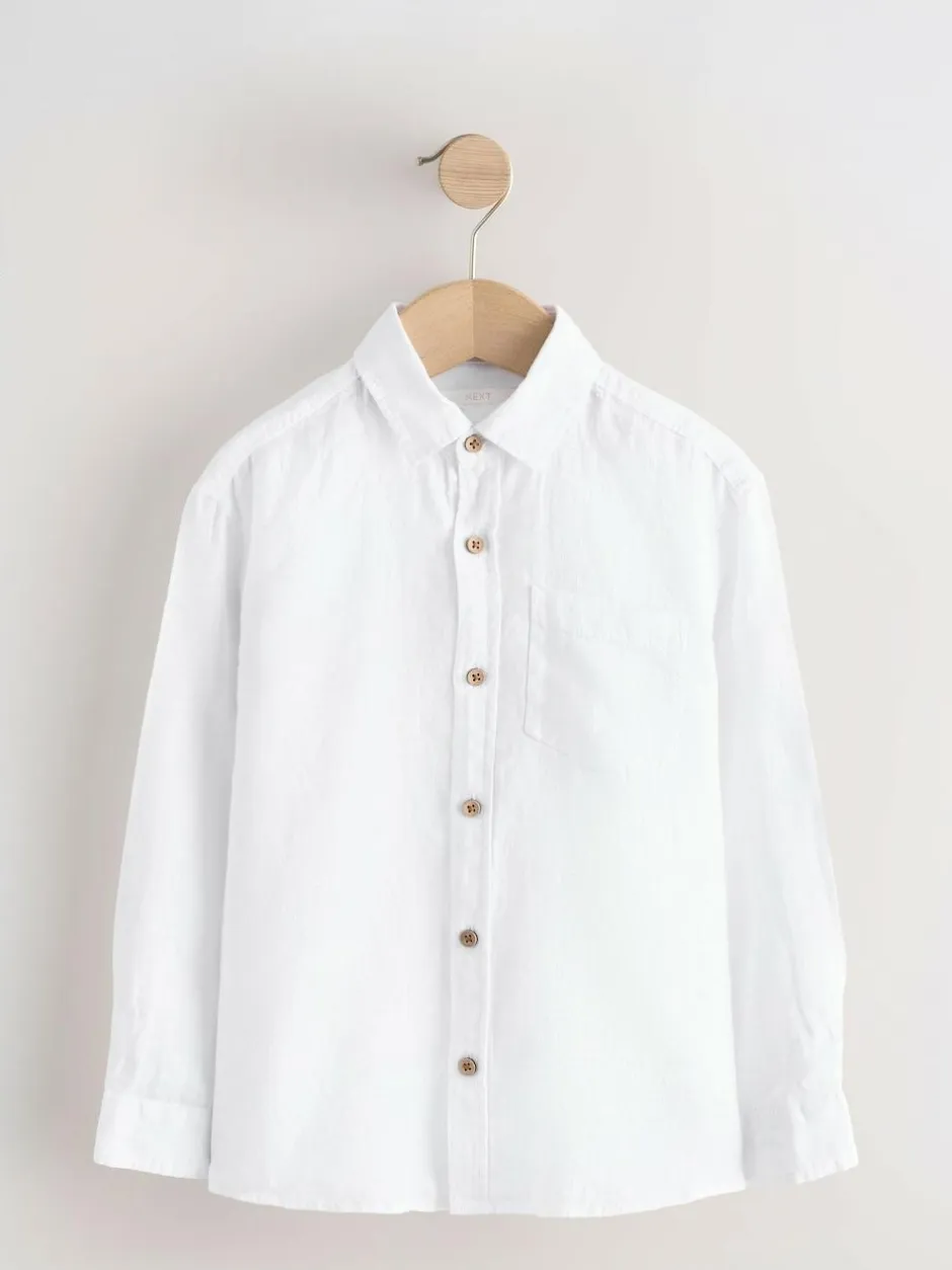 Next Long Sleeve 100% Linen Shirt (3-16yrs) White Hot