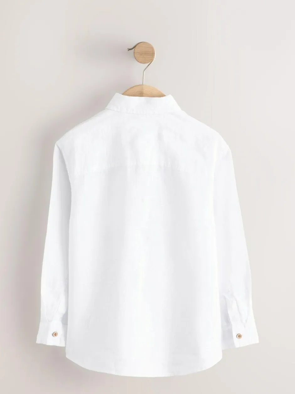 Next Long Sleeve 100% Linen Shirt (3-16yrs) White Hot