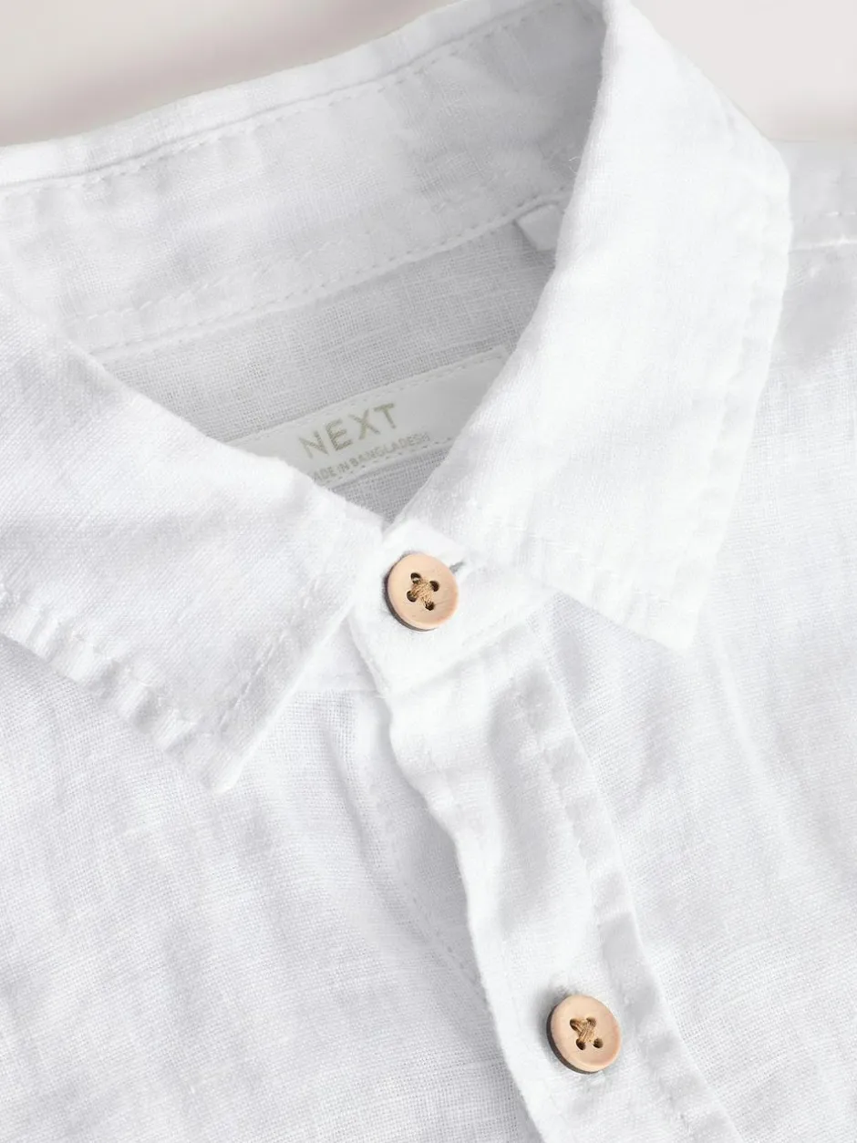 Next Long Sleeve 100% Linen Shirt (3-16yrs) White Hot