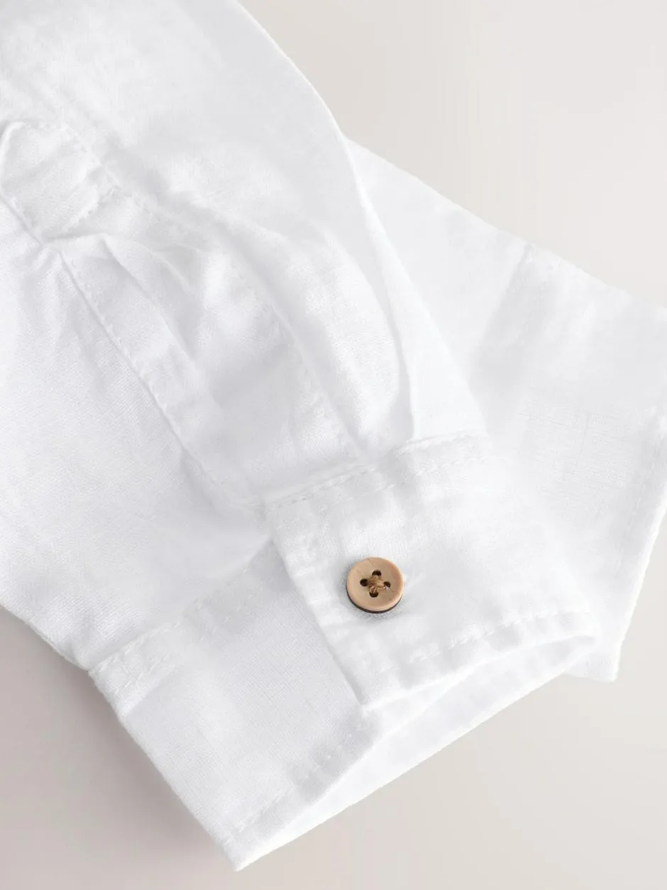 Next Long Sleeve 100% Linen Shirt (3-16yrs) White Hot