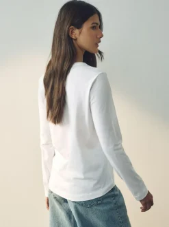Next White Long Sleeve Crew Neck T-Shirt Sale