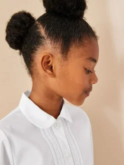 Next White Long Sleeve Lace Trim School Blouse (3-14yrs) Outlet