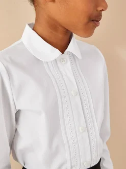 Next White Long Sleeve Lace Trim School Blouse (3-14yrs) Outlet
