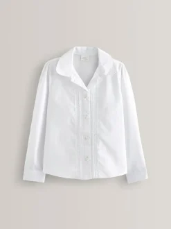 Next White Long Sleeve Lace Trim School Blouse (3-14yrs) Outlet