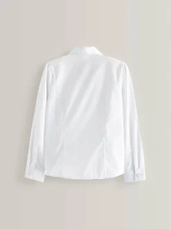 Next White Long Sleeve Lace Trim School Blouse (3-14yrs) Outlet