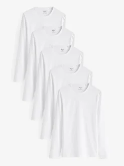 Next Long Sleeve Layering T-Shirts 5 Pack White Discount