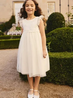 Next Mesh Flower Girl Dress (3-16yrs) White Online
