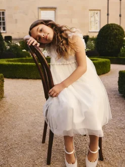 Next Mesh Flower Girl Dress (3-16yrs) White Online