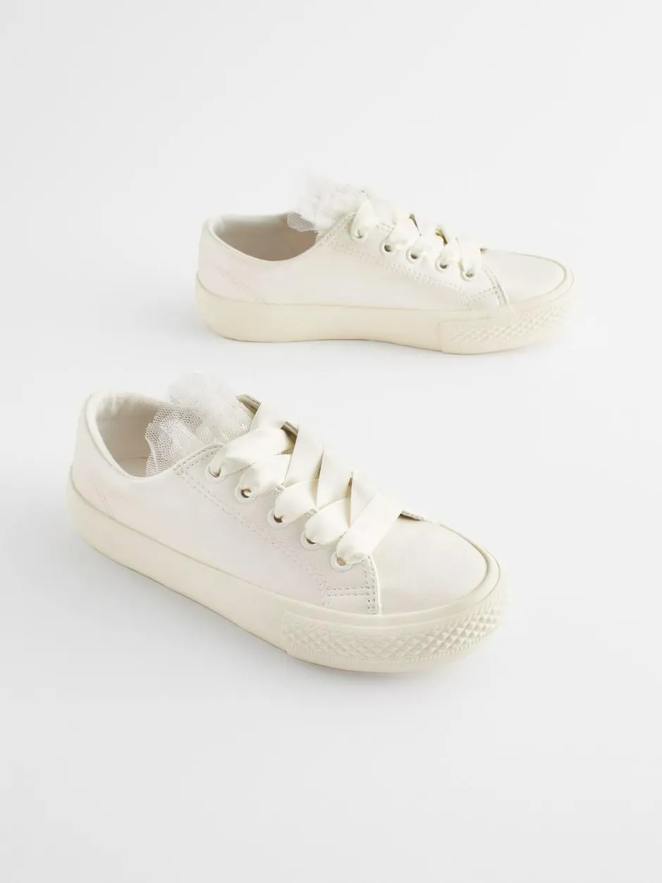 Next White Occasion Tulle Lace-Up Trainers Hot