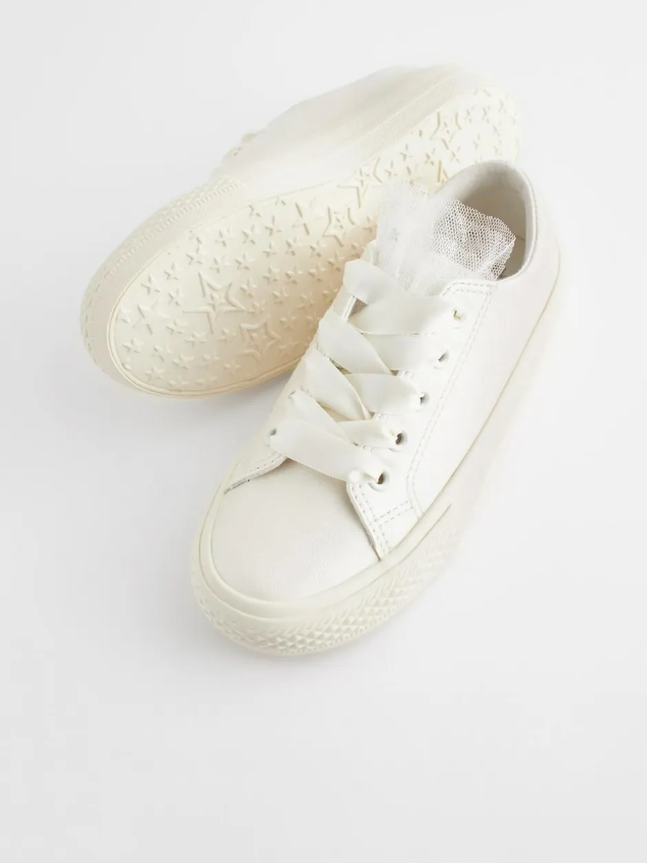 Next White Occasion Tulle Lace-Up Trainers Hot