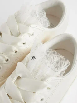 Next White Occasion Tulle Lace-Up Trainers Hot
