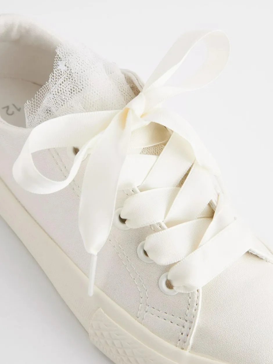 Next White Occasion Tulle Lace-Up Trainers Hot