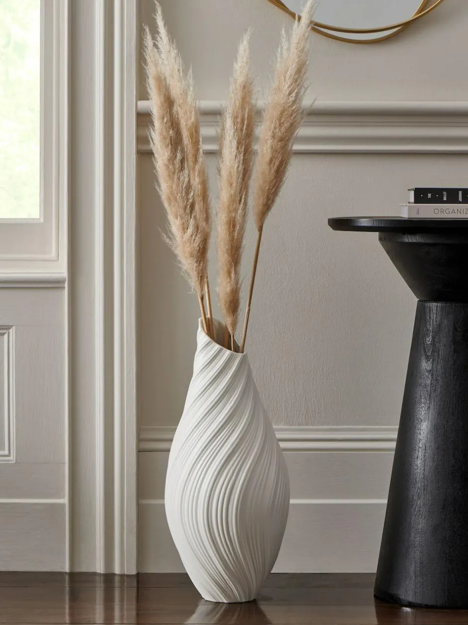 Next White Pleated Ceramic Extra Large Vase