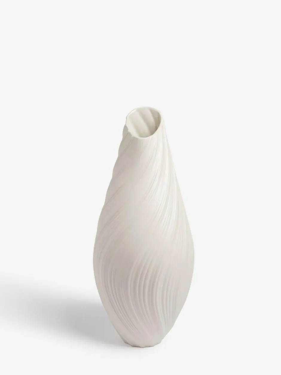Next White Pleated Ceramic Extra Large Vase
