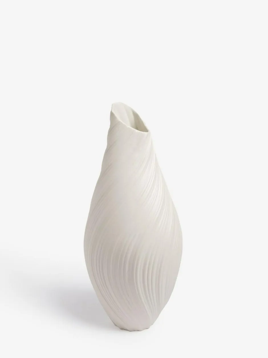 Next White Pleated Ceramic Extra Large Vase